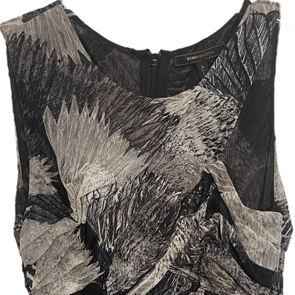 BCBGMaxAzria Roxanne Asymmetrical Ruched Mesh Cocktail Dress Size Medium - Picture 15 of 16